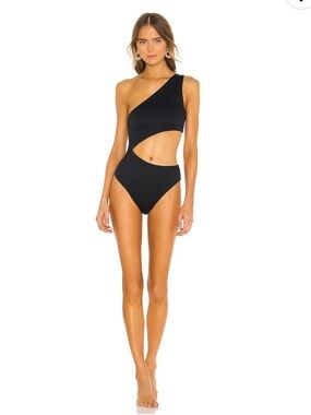 Beach Riot Black One-Shoulder Cutout Bathing Suit One piece Size small